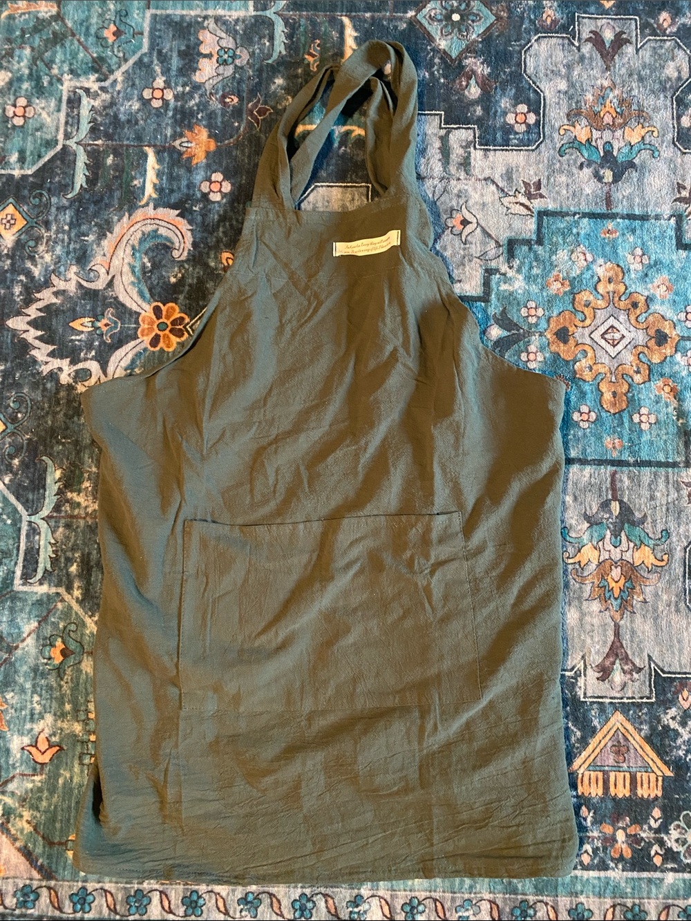 NWOT Dark Green Crossback Apron - Picture 5 of 6